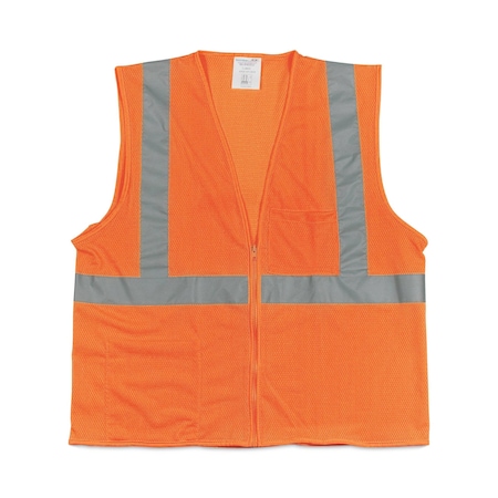 Pip Hi-Vis Safety Vest XL Class R2 , Zipper 0 Pockets 302-MVGZOR-XL